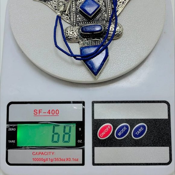 Lapis Lazui Nepalese Triangular Pendant Necklace, Lapis Lazuli Necklace - Picture 8 of 8